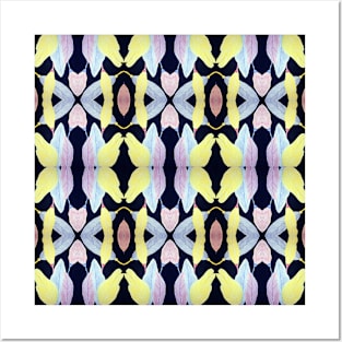 Feather Pattern Created by Colored Pencils and Cut Paper Digitally Rendered in a Repeating Design Posters and Art